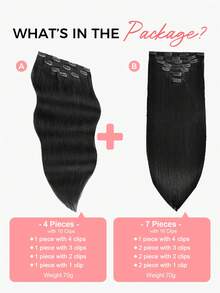 SMART&MATCH Clip In Hair Extensions Real Human Hair, Remy Human Hair Extensions Clip Ins For Women, Natural Human Hair, 14-20 Inch 2 Packs (4pcs+7pcs) - S1 - View 3