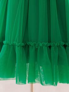 Glamorique Kids 女童荷叶边薄纱蝴蝶结装饰连衣裙，可爱 3 岁生日派对连衣裙，适合花童婚礼场合