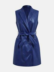 Maija Robe décontractée à col châle et double boutonnage sans manches pour femmes, automne