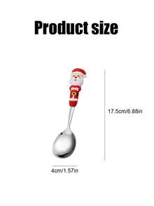 1PC Christmas Silver Spoon Creative Tableware Doll Dessert Spoon Fork Cartoon Christmas Tree Silver Spoon Fork Gift Box Set - Multicolor - View 12