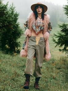 Bohemela Women's Elegant Jacquard Splice Faux Fur Coat, Autumn/Winter,Cozy Fall And Winter Clothes For Women - Multicolor - View 6