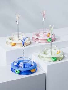 PETSIN 1 Cat Toy With Rotating Food Dispenser; A Wand To Tease The Cat; A Spring Toy For Cats; A Self-Entertainment Toy To Relieve Boredom Pets; Pet Supplies. - Multicolor - View 9