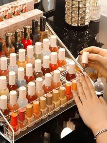 1 件可拆卸多层化妆品收纳架，带扣，桌面收纳整理器，客厅装饰，婚礼装饰，指甲油收纳盒，透明桌面化妆品展示架，多功能化妆品盒，用于指甲油、口红、美容工具和护肤品，返校，圣诞节 - 無色 - 查看 9