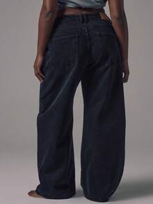 MUSERA Quần jeans denim dáng rộng cạp trung bình, màu đen, chi tiết cúc bạc, thích hợp mặc đi chơi tối, đi làm, hẹn hò. Phong cách denim cơ bản. - màu đen - Xem 6