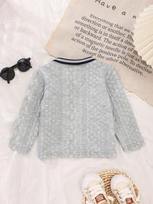 Souflis Souflis 男婴时尚休闲条纹Polo衫，秋冬季 - 灰色 - 查看 2