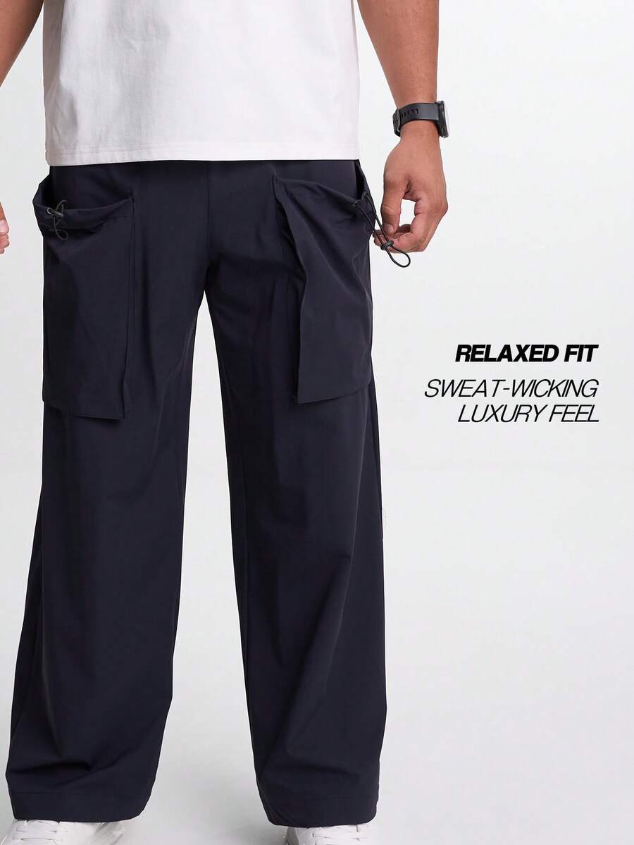 Men's Drawstring Waist Loose Fit Jogger Pants - Blue - View 1