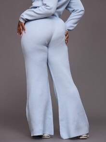 MUSERA 弹力针织修身喇叭裤，系带腰身，日常休闲可爱舒适，适合晚宴派对等场合，尽显优雅气质。 - 藍色 - 查看 4