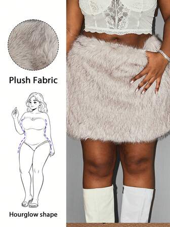 Hourglow Christmas Plus Size Vintage Zip-Up Fluffy Skirt, Autumn