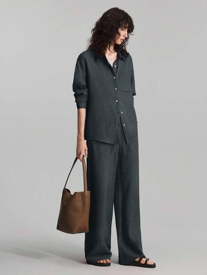 Ontre 女士简约舒适风格，两件套睡衣套装，都市通勤商务休闲装，办公室服装，教师服装，优雅服装，外套