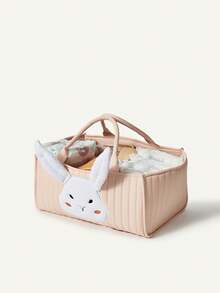 婴儿必备用品，粉色兔耳朵造型婴儿收纳篮，适用于存放尿布、婴儿礼物、婴儿洗衣篮 - 彩色 - 查看 5