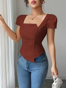 Elenzga 女士优雅夏日度假衬衫 - 紅色 - 查看 7