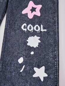 Tween Girls Elastic Waist Loose Printed Wide Leg Pants, Suitable For Street & Everyday Wear, Spring/Autumn - Multicolor - View 4