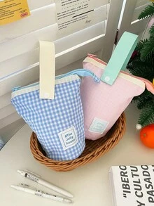 Joivida 1 件女孩彩色手持格子铅笔收纳盒、办公用品收纳盒、学生文具收纳盒、适合中小学生的便携式文具袋、女孩文具袋、返校、学校用品、铅笔盒、铅笔袋、书包 - 彩色 - 查看 9