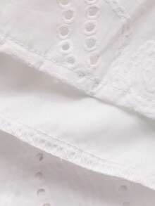 DAZY Váy thêu hoa mùa hè cho nữ, buộc dây sau lưng, thắt eo, phong cách nghỉ dưỡng - trắng - Xem 7