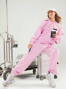 GLOWMODE Heavyweight Fleece Oversized Sweatshirt Jacket Thick Thermal Warm Winter - Bubblegum Pink - View 8
