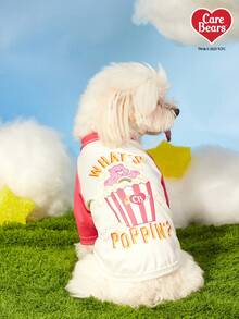 Care Bears X PETSIN 1 件“What's Poppin”泰迪熊爆米花卡通图案印花粉色和白色拼色可爱舒适弹力宠物猫狗通用插肩袖 T 恤 - 彩色 - 查看 6