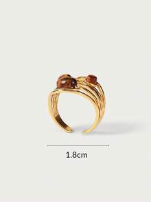 Glisma 18kWomen Open Ring,Western Jewelry,Old Money,Gemstone,Outfits,Fall/Autumn/Winter,For Mom/Women/Girl/Mother,Premium - Gold - View 7