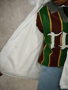 PAVTROS 男士字母图案保暖连帽长袖外套，休闲街头风冬季长袖外套，Y2K 冬季服饰，送给男友的完美礼物，时尚百搭，适合街头、校园和万圣节等场合 - 白色 - 查看 9