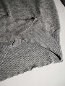 Lumivelle Áo thun dệt kim tay dài cổ tròn đa năng, thoải mái, phù hợp với mọi phong cách - Xám - Xem 8