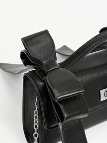 SHECARRY Ladies, Women Top Handle Bag, Crossbody Bag, Bowknot, Pink, Fashionable, Personalized, Simple, Versatile, Street, Sweet And Cool Girls, Hot Girls, Y2k, Retro, Rivets, Vintage, Teenagers, For Cocktail Party, Party, Prom, Club, Date, Birthday, Evening, Date Nigh, Ball, Daily, Afternoon Tea - Black - View 6