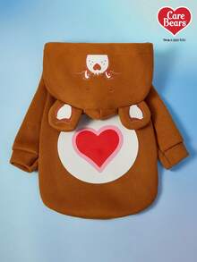 Care Bears X PETSIN 1 件 Tenderheart 熊卡通印花棕色宠物猫狗通用弹力舒适羊毛保暖狗狗连帽运动衫 - 棕色 - 查看 2