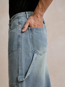 Manfinity CityGents Men's Simple Ripped Pocket Jeans, Casual Daily Wear Going Out Hang Out Commute Work Street - Light Wash - View 2