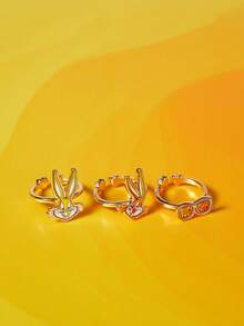 LOONEY TUNES X SHEIN Women Open Ring - Gold - View 3