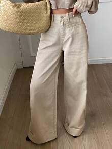 Livesso Women's Casual Loose Fit Denim Jeans With Side Pockets, Autumn - Khaki - View 3