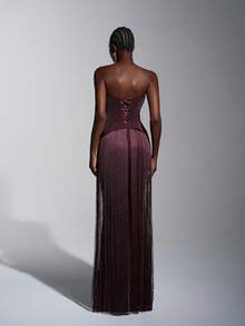 Elitara Elegant Luxury Sexy Knit Glitter Off-Shoulder Cat Collar Waist Tassel Decor Bodycon Dress, Suitable For Formal Occasions Like Galas, Exhibitions, Business Events, Ladies Evening Gown