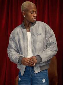 PAVTROS Manfinity Streetrush 男士街头风流行INS同款男士长袖夹克，街头服饰，冬季夹克，保暖冬装，圣诞节，男友礼物，Y2K夹克，灰色夹克，街头服饰夹克，短款男士夹克 - 灰色 - 查看 5