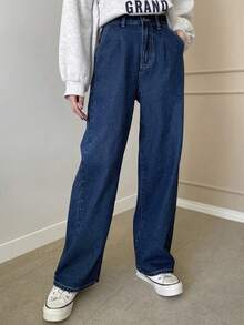 DAZY 高腰斜口袋牛仔裤，返校服