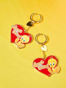 LOONEY TUNES X SHEIN Pendientes de botón para mujer - Dorado - Ver 4