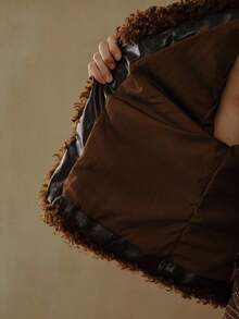MOTF STUDIO ÁO KHOÁC LÔNG GIẢ PHỐI HỢP ẤM ÁP THEO PHONG CÁCH BOHEMIAN BOHO, MÙA THU/ĐÔNG - Cà phê nâu - Xem 8