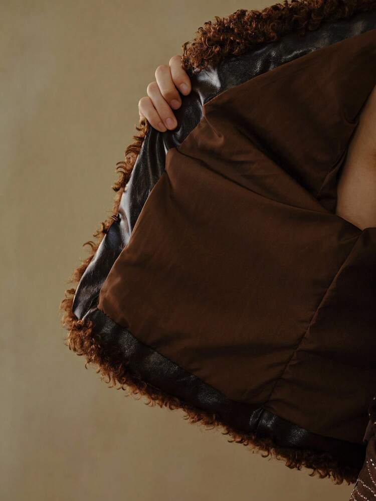 MOTF STUDIO FASHIONABLE BOHEMIAN BOHO WARM CONTRAST FAUX FUR JACKET, AUTUMN/WINTER