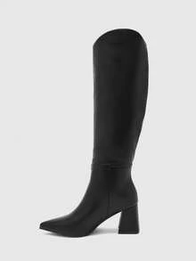 CUCCOO BIZCHIC Botas altas de tacón alto versátiles y de uso diario para mujer - Negro - Ver 9