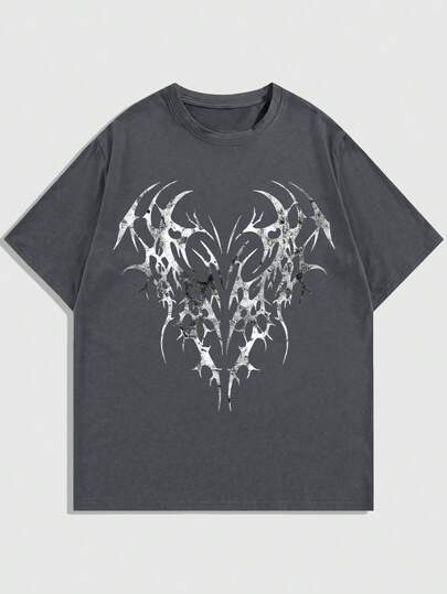 Anime تي شيرت كاجوال للرجال بطباعة ألوان متباينة، قصير الأكمام، صيفي