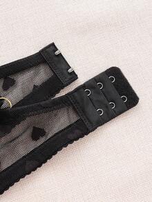 SHEIN Lace Patchwork Women's Underwire Bra And Thong Panty Set - Black - View 6