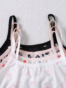 SHEIN 4pcs/Set Colorful Pattern Tween Girls' Training Bras - Multicolor - View 5