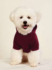 PETSIN 1 件宠物保暖内衬勃艮第连帽衫，适合猫狗、圣诞节、圣诞装饰 - 酒紅色 - 查看 2