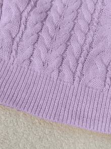 Franclia 新款宽松、柔软、甜美粉色超大设计V领粗麻针织套头衫，适合秋冬穿着 - 紫丁香色 - 查看 5