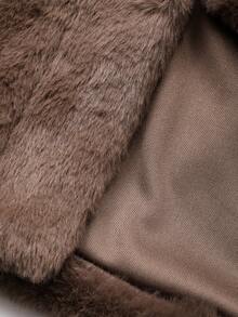 Dazy Plus Giacca elegante casual e alla moda in ecopelliccia oversize e dalla vestibilità dritta, per donne taglie comode - Castano - Visualizzare 8