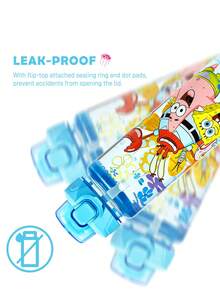 SpongeBob SquarePants | SHEIN 34 Oz / 1000 Ml TRITAN Water Bottle, With A Handle For Easy Carrying, Leak-Proof, Suitable For Travel, Tourism, School, Gym