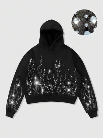 Street Life Felpa con cappuccio casual e ampia di moda lucida da uomo