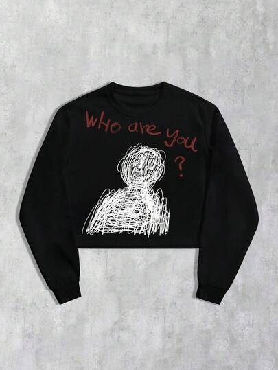 Street Life Men's White Crew Neck Short Sweatshirt, Autumn/Winter