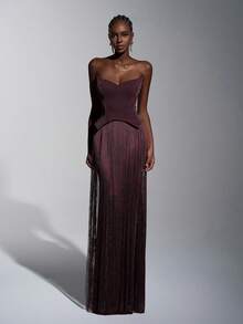 Elitara Elegant Luxury Sexy Knit Glitter Off-Shoulder Cat Collar Waist Tassel Decor Bodycon Dress, Suitable For Formal Occasions Like Galas, Exhibitions, Business Events, Ladies Evening Gown