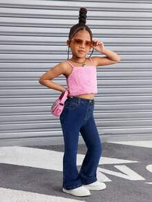 SHEIN Young Girls Y2K Casual Jean,Lined For Added Warmth,Young Girl Fall And Winter Clothes,Cool Outfit/Girls Thanksgiving Outfit