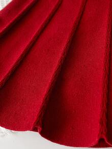 Souflis Souflis 6-9 Monate Baby Mädchen Warmer Outfit, Baby Mädchen Winter Warmer Gestrickter 2 Stücke Set, Süßer Schleifenpullover und plissierter Rock Set, Bequem, weich und hautfreundlich