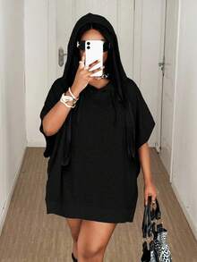 Maweii 大码女式时尚性感V领卫衣 - 黑色 - 查看 4