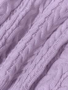 Franclia 新款宽松、柔软、甜美粉色超大设计V领粗麻针织套头衫，适合秋冬穿着 - 紫丁香色 - 查看 4