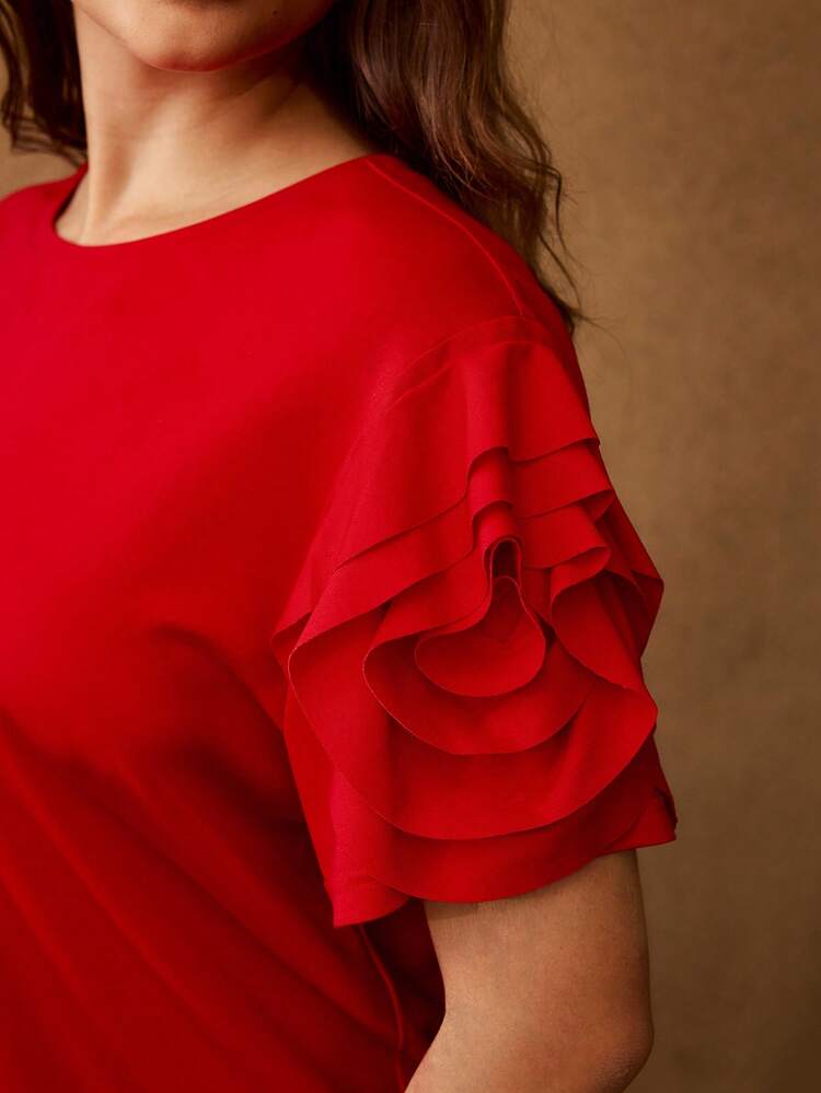 Große Größen Stereo Blumen Kurzarm T-Shirt